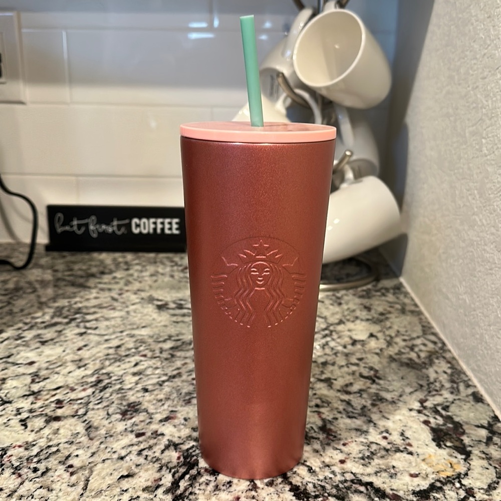Starbucks Pink Metal 24oz Tumbler, Used